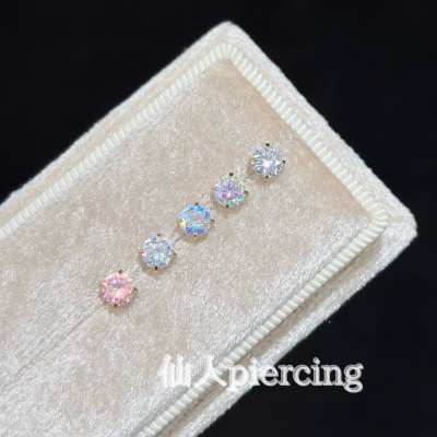 钛合金耳钉4mm镀金内螺旋医用八心八箭爆闪养耳洞防敏耳骨钉耳蜗