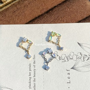 仙人 钛合金“叶落”镀金耳钉/耳蜗钉/耳骨钉/flat 16g内螺纹