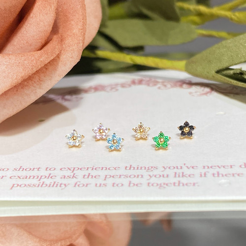 仙人 钛合金“mini花”镀金耳钉九尾狐耳骨钉flat 16g 免摘小鼻嘎