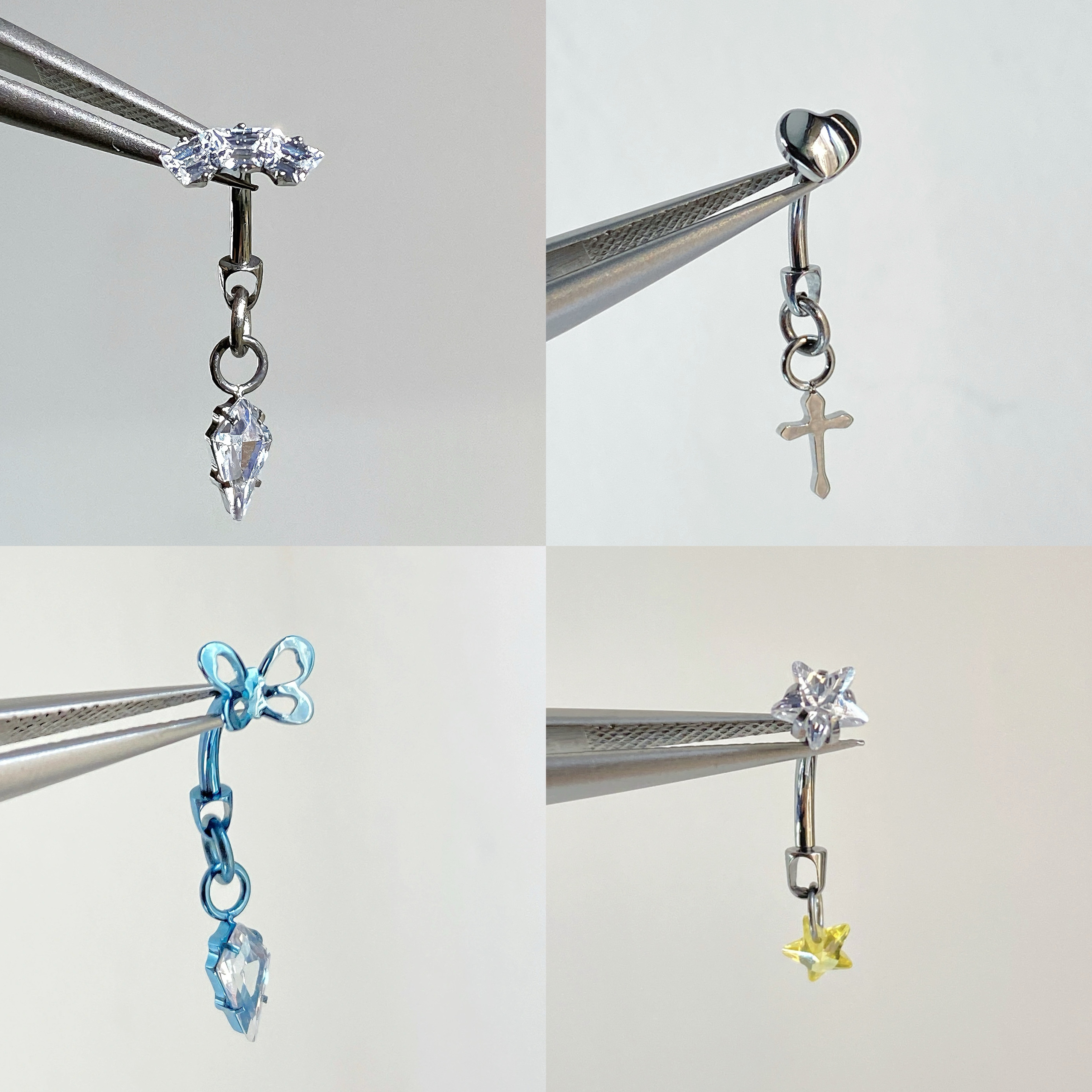 仙人穿刺 钛合金 弯杆眉钉/rook/耳钉/sung 16g内螺纹 高抛光穿孔