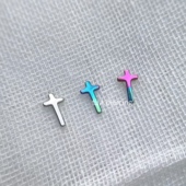 唇钉 仙人穿刺 内螺纹 十字架耳钉 耳骨钉 16G 18G钛合金