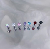 仙人穿刺 钛钢 耳钉耳骨钉鼻钉4mm闪亮唇钻 16g个性 内螺纹唇钉