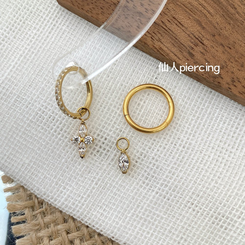 仙人 钛合金“摇曳”耳环/耳钉/耳骨环 镀金跑环 16g饰品