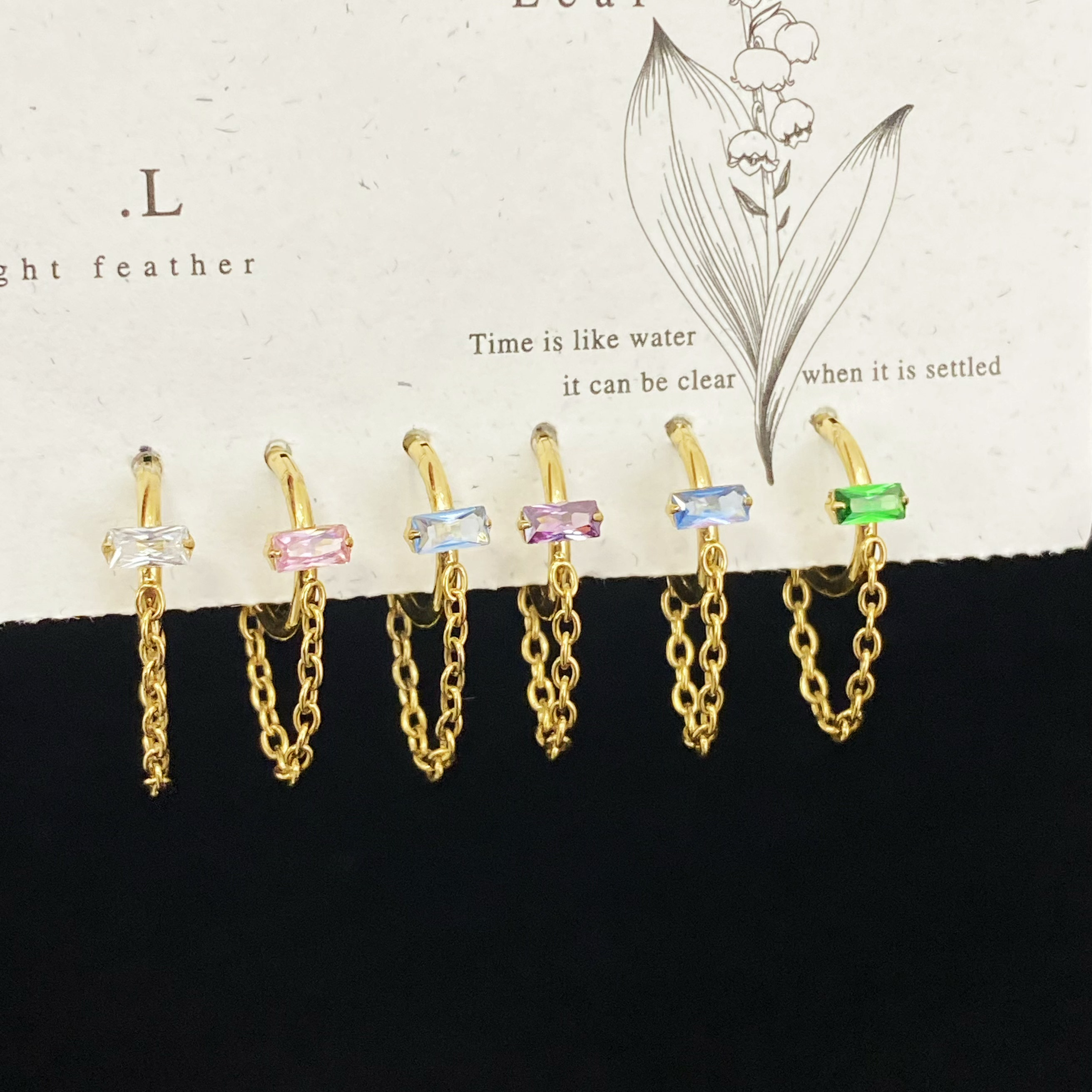 仙人 钛合金“冰河”镀金/白金耳环／耳骨环1.2粗搭扣环 防敏