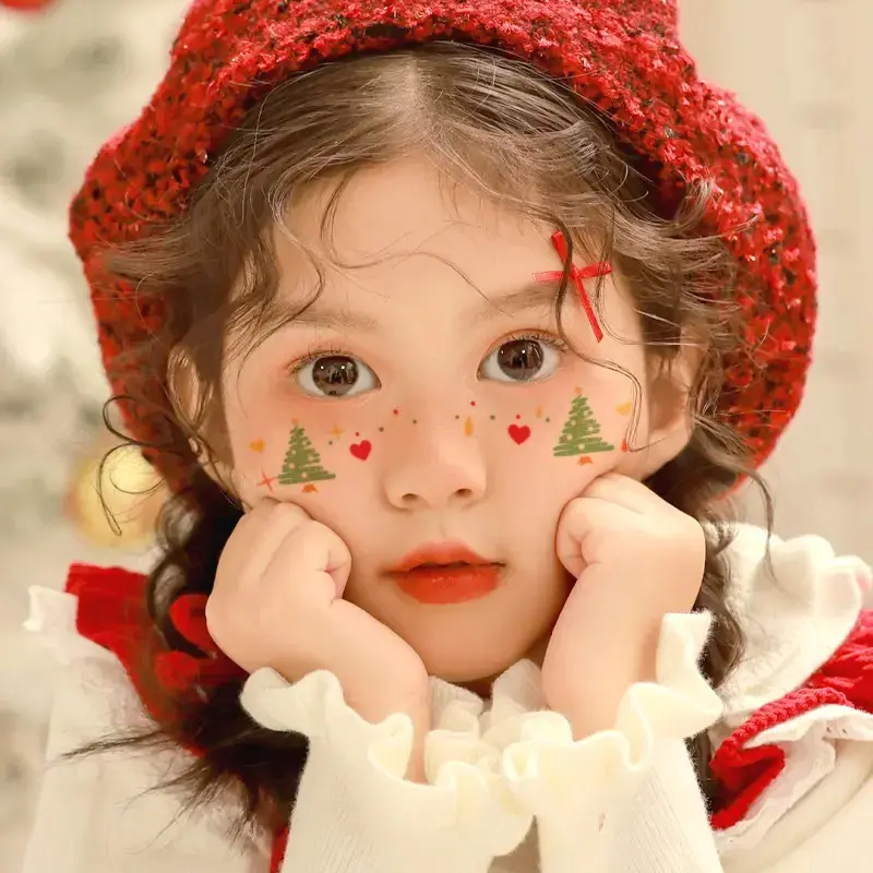 圣诞儿童可爱脸贴纹身贴纸
