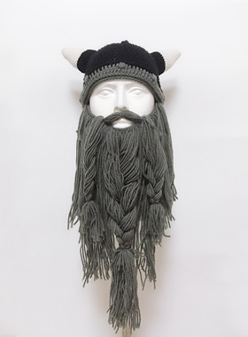 创意个性派对帽子大胡子尖角搞怪沙雕帽子奇葩秋冬毛线万圣节道具