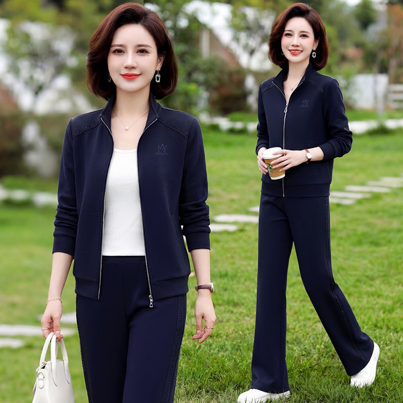 休闲运动套装女士春秋2026新款洋气减龄大码中年妈妈装显年轻春装