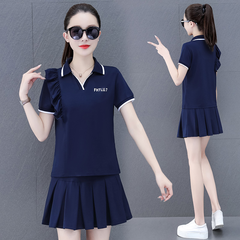 夏季短袖裤裙女士休闲运动套装裙两件套团体活动服新款网球裙女款