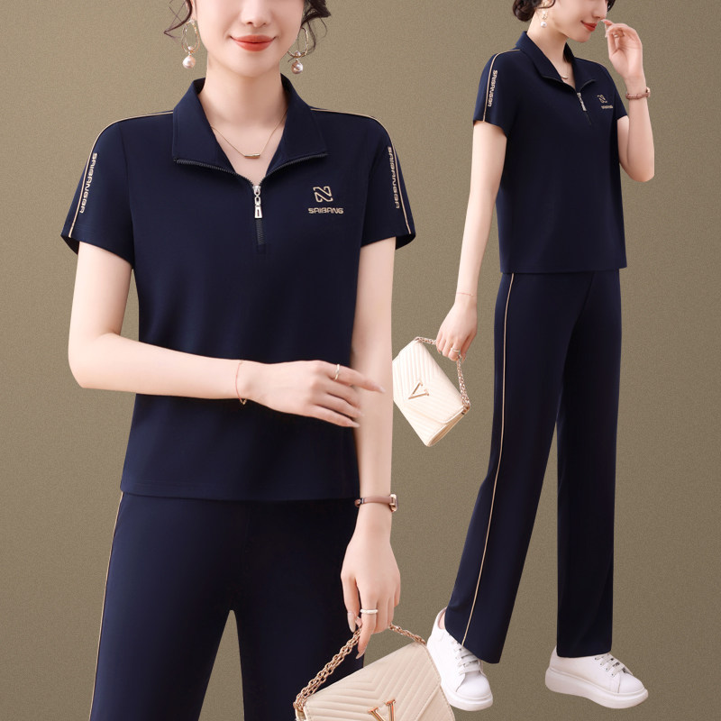 高级感女士夏季运动套装2026新款50岁女人减龄跑步休闲两件运动装