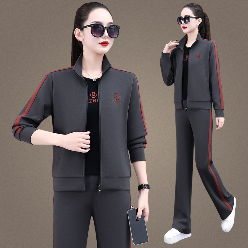春秋运动套装女2025新款时尚洋气休闲卫衣旅游跑步服三件套女装潮