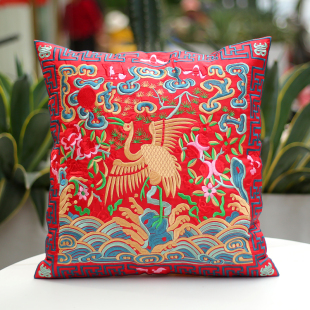 清官服文官一品仙鹤补子靠垫中国民族风刺绣抱枕家居礼品沙发枕套