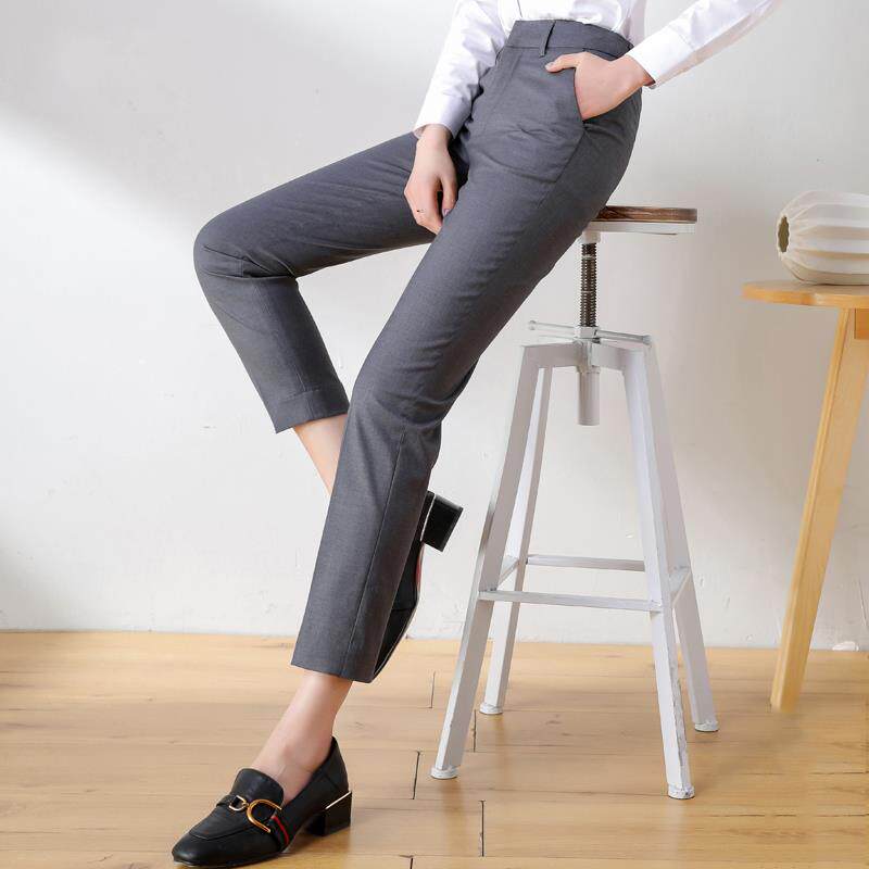 欧洲站黑色西装裤女直筒2025春夏秋新款显瘦正装上班服小脚九分裤