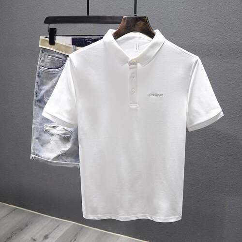 夏季Polo衫男士潮牌纯色简约字母刺绣短袖T恤韩版休闲百搭上衣服
