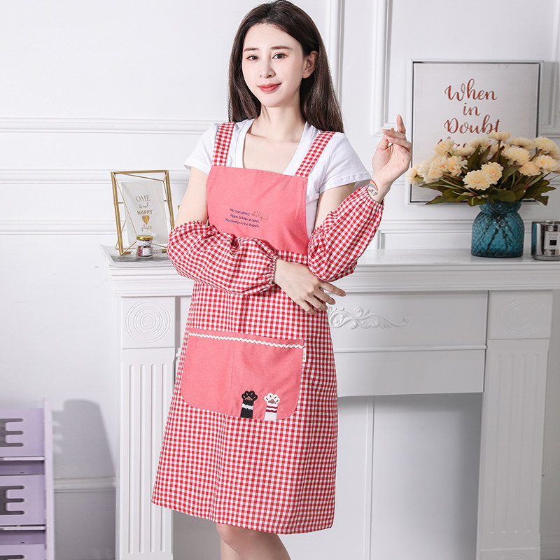 2024新款围裙袖套套装厨房家用防水防油可爱时尚罩衣夏季女工作服