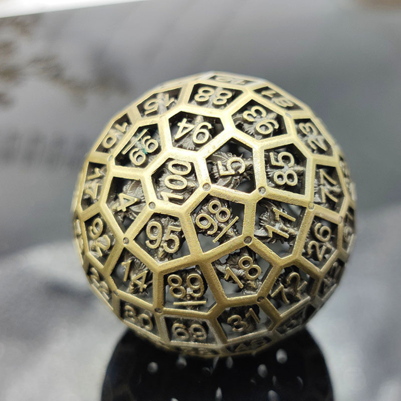 百面金属桌游用d100骰子筛子色子coc跑团dnd道具