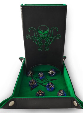 【现货】克苏鲁风骰塔骰盘组合 可折叠PU皮 TRPG跑团 COC DND