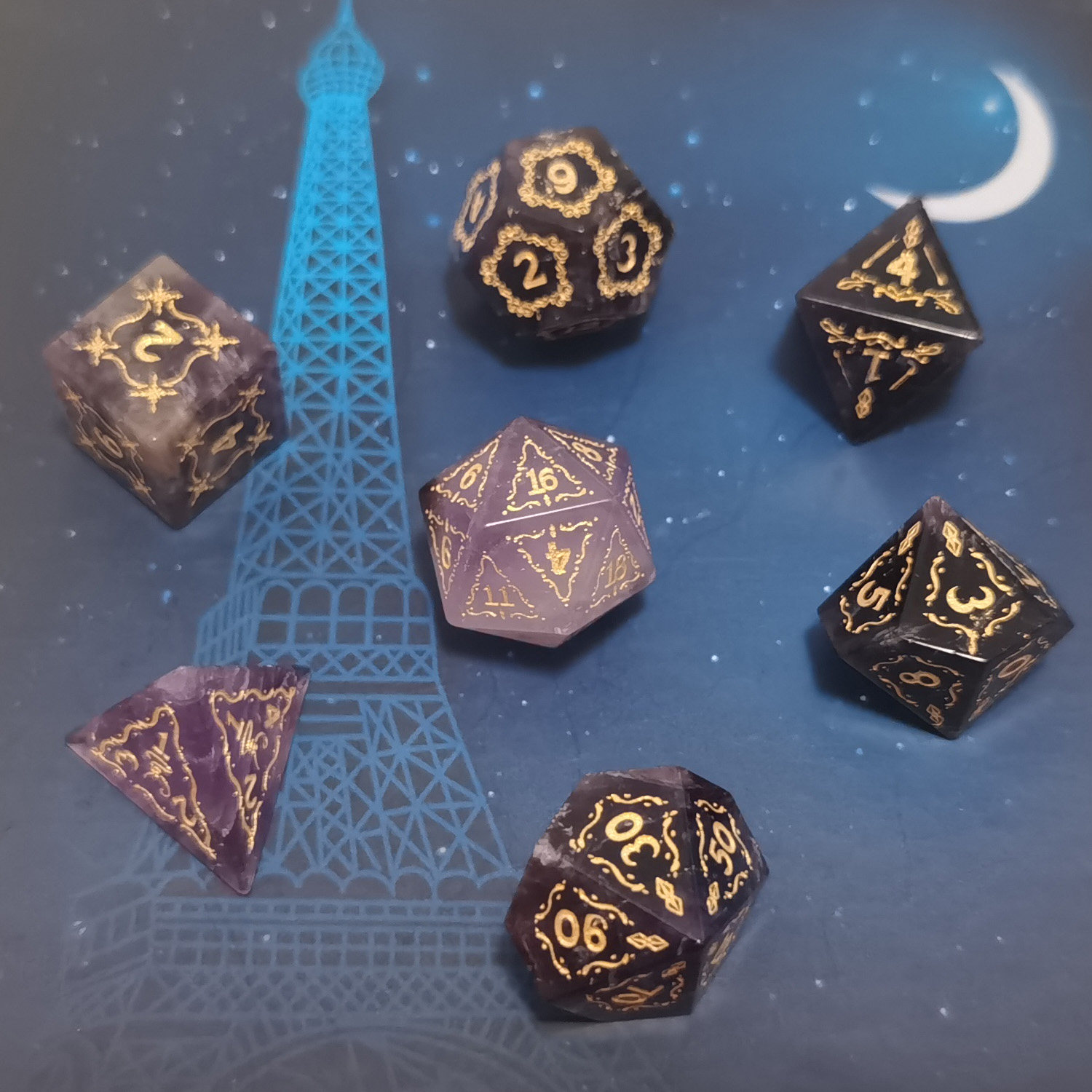 紫晶dnd骰子coc跑团骰子龙与地下城宝石克苏鲁的呼唤跑团礼物