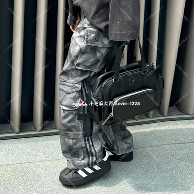 adidas三叶草工装阔腿运动裤