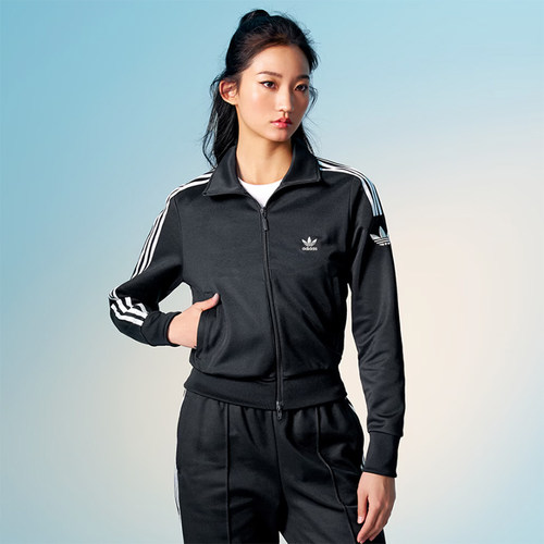 adidas三叶草立领运动夹克外套