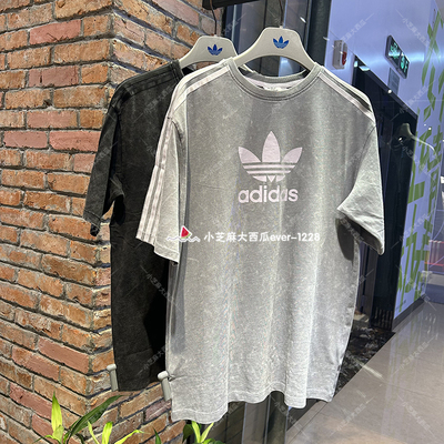 adidas三叶草男友风复古运动短袖