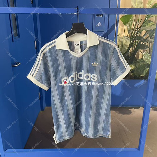 adidas三叶草牛仔布运动短袖T恤