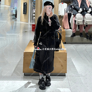 adidas三叶草女子工装口袋日常款A字牛仔运动半身裙JM8036JX6864