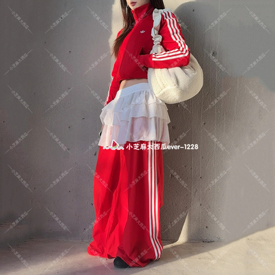 adidas三叶草宽松阔腿运动长裤