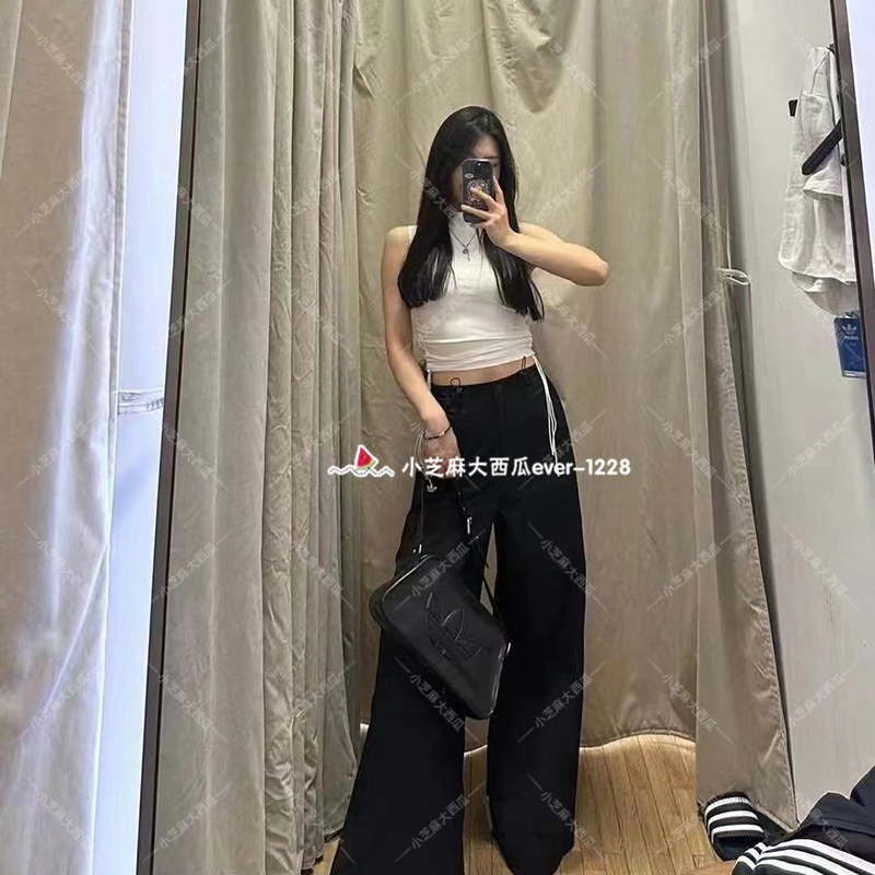 adidas三叶草宽松阔腿运动裤