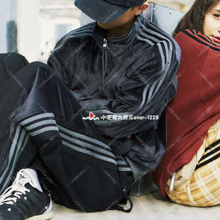 adidas三叶草正品SFTM联名天鹅绒加绒舒适运动宽松夹克外套KC0317