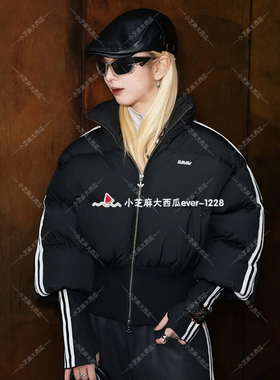 adidas三叶草AVAVAV联名前卫收腰保暖运动鸭绒面包羽绒服JZ3024