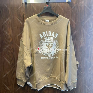 adidas三叶草正品 JW6049 女子毛圈布柔软复古印花宽松卫衣套头衫