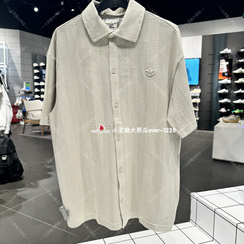 adidas三叶草运动短袖翻领衬衫