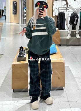 adidas三叶草情侣复古浓郁学院风运动长袖宽松针织衫JC6849JC6850