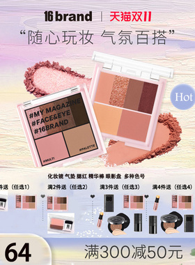 16brand彩妆盘多功能修容哑光珠光学生党大地色部分临期