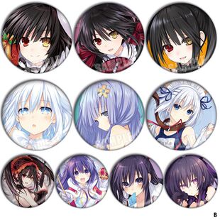 约会大作战动漫周边镭射吧唧挂件琴里乃狂三徽章胸章士道公主鸢一