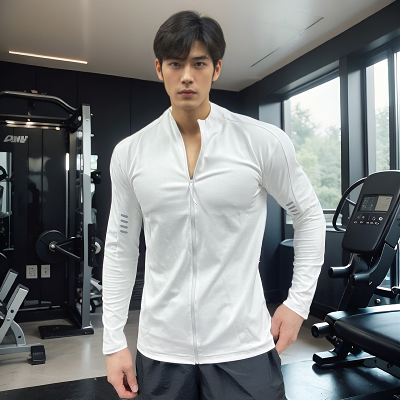 秋季新款运动立领拉链衫弹力骑行服男健身衣服跑步训练长袖修身