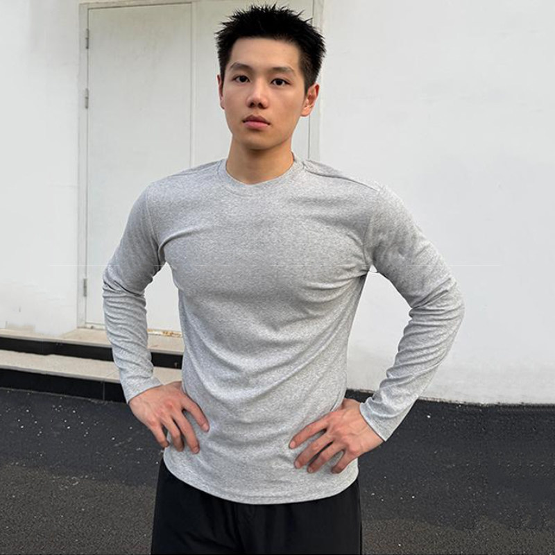 秋季新款运动长袖正肩显大休闲收腰高弹训练跑步健身衣打底衫T恤