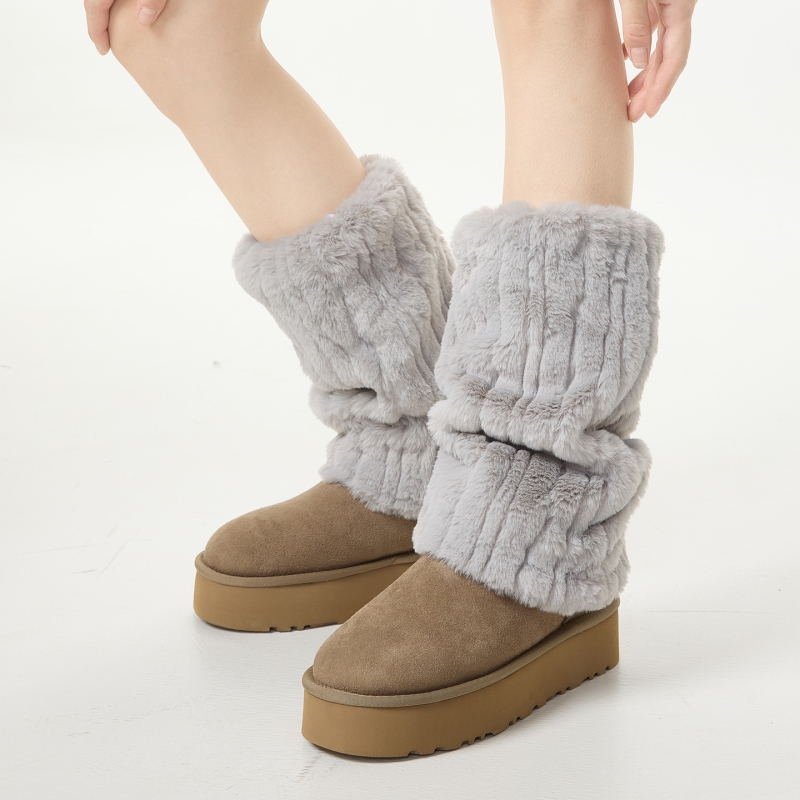 毛毛腿袜jk袜子秋冬季袜套毛绒款加厚保暖毛毛堆堆袜配雪地靴腿套