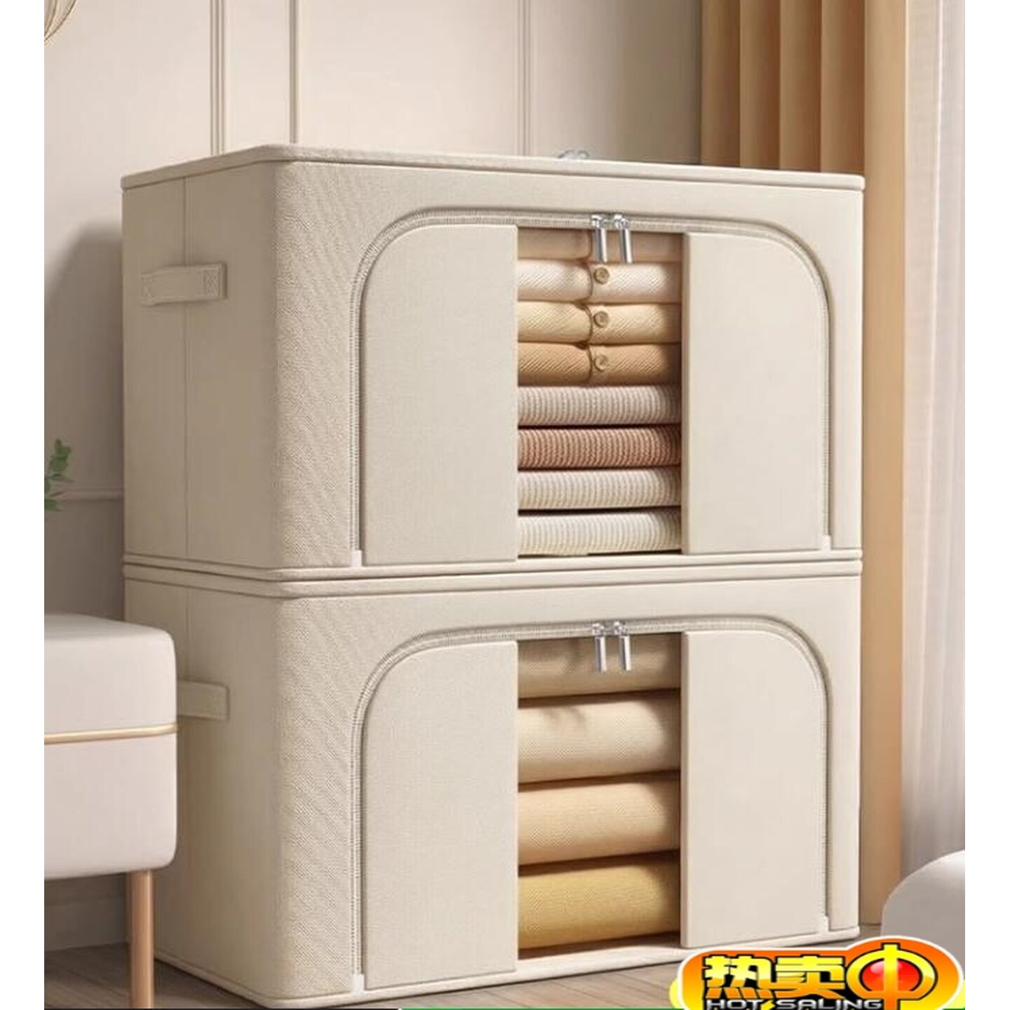 羽绒衣服收纳箱家用布艺衣物被子储物盒折叠百纳箱衣柜整理师专用