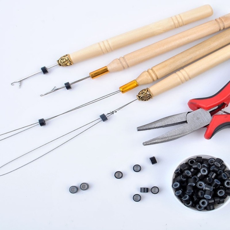 脏辫毛线接发带木柄钩针带舌头假发接发勾针羽毛接发钩针工具包邮