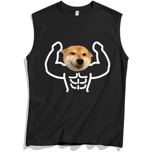 男t恤纯棉训练运动健身背心男款 无袖 打底 88vip商品小狗男士 两2元