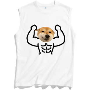 男t恤纯棉训练运动健身背心男款 无袖 打底 88vip商品小狗男士 两2元