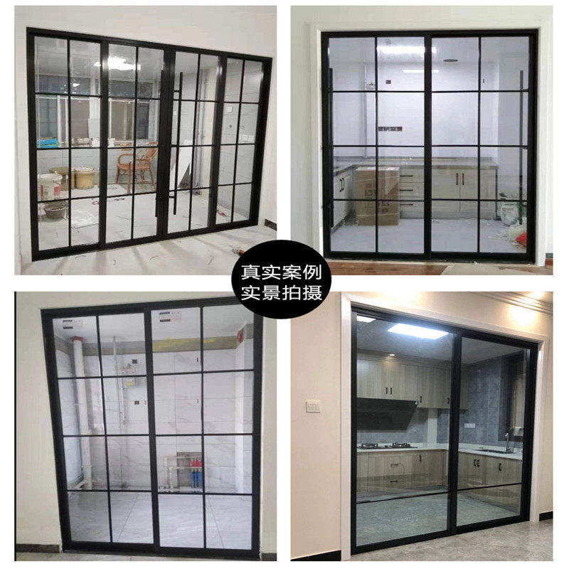 定制阳台推拉门厨房玻璃移门隔断单层钢化玻璃格子门窄边卫生间门