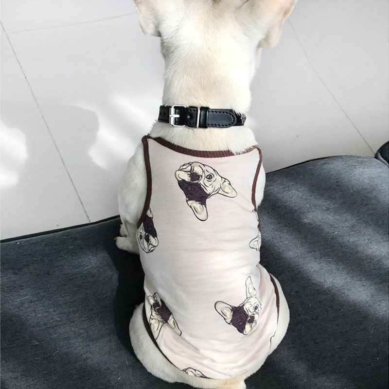 法斗衣服夏季清凉薄款巴哥潮牌印花宠物服饰比熊小型犬透气棉背心