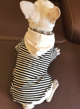 法国斗牛犬春秋薄款泰迪巴哥小型犬潮牌狗狗衣服纯棉连帽两脚卫衣