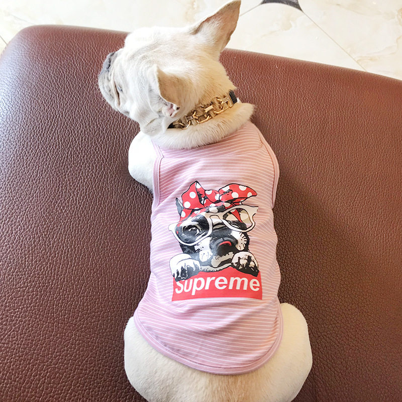 小法斗衣服夏季薄款潮牌背心小型犬纯棉透气汗衫斗牛狗狗清凉夏装
