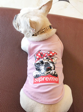 小法斗衣服夏季薄款潮牌背心小型犬纯棉透气汗衫斗牛狗狗清凉夏装