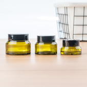 绿色玻璃面霜瓶化妆品霜盒遮光分装 瓶膏霜盒空瓶子眼霜DIY便携装