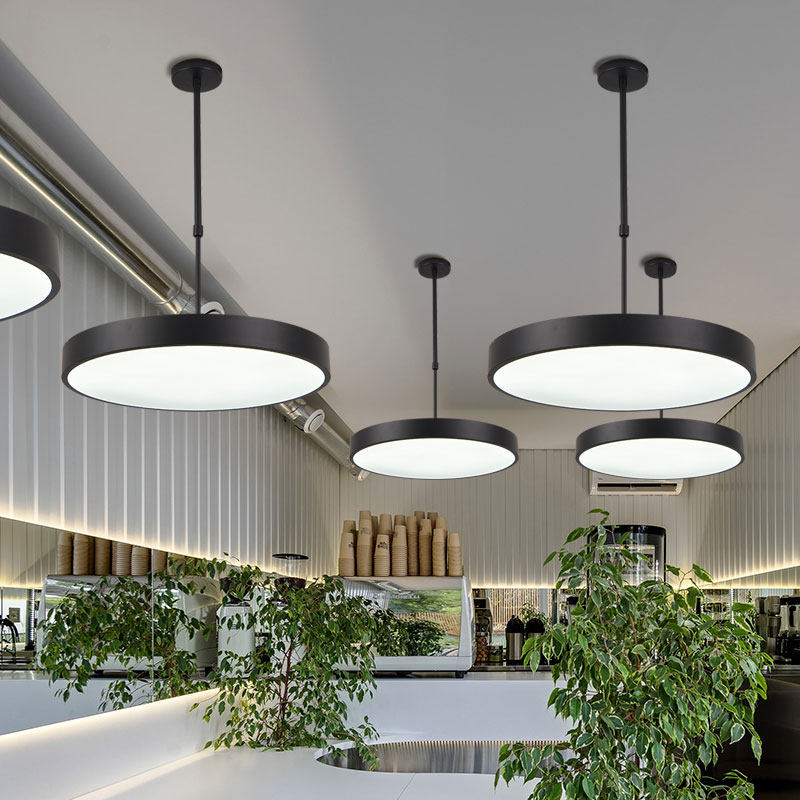 简约现代led吊灯可伸缩吊杆灯办公室工作室教室超市健身房舞蹈室_虎窝淘