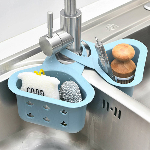 水槽沥水篮挂袋海绵百洁布抹布钢丝球收纳水龙头厨房用品置物架